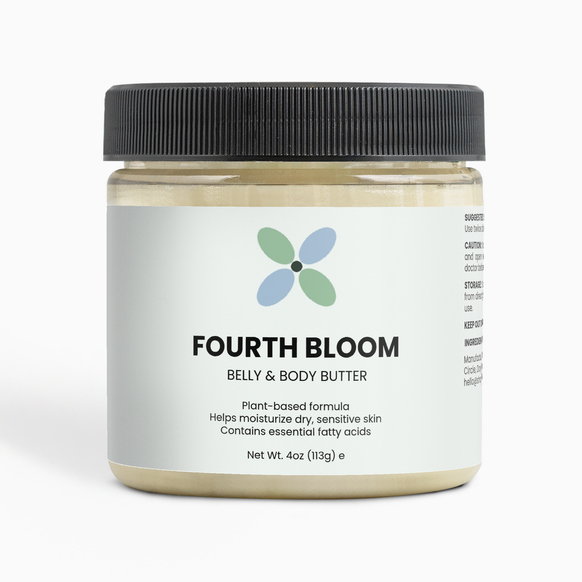 Fourth Bloom Belly & Body Butter jar, 4 oz organic shea