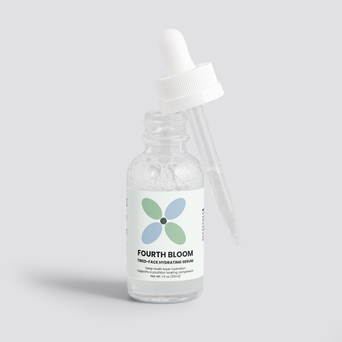 Fourth Bloom Tired-Face Hydrating Serum bottle with dropper, 1 fl oz