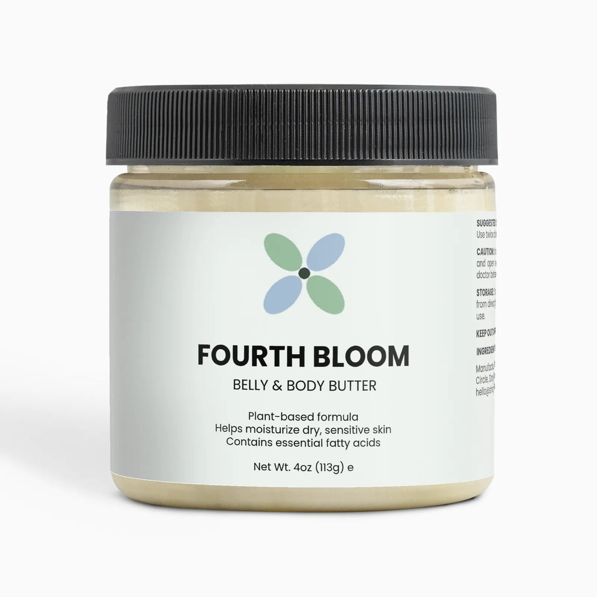 Fourth Bloom Belly & Body Butter jar, 4 oz organic shea